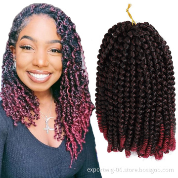 Wholesale Spring Twist Crochet Hair Extensions Curly Afro Spring Water Twist Ombre Color 8inches 110g Synthetic Fiber Hair